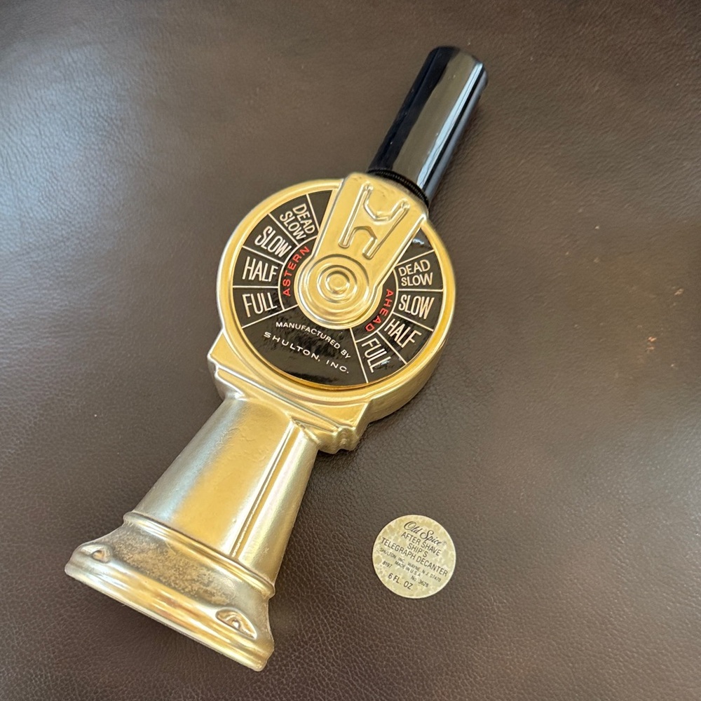 Vintage Nautical Engine Order Telegraph old spice, empty cologne decanter